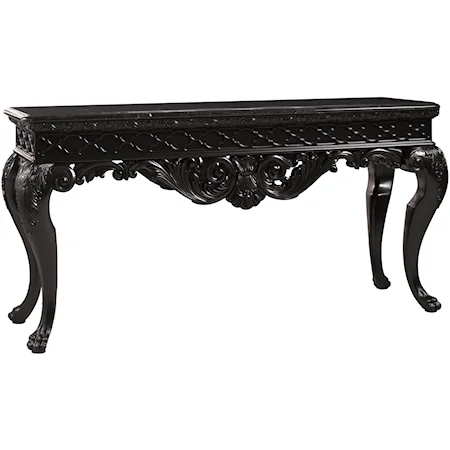 Lord Byron's Console Table with Quatrefoil Molding on the Apron & Acanthus & Scroll Carvings On the Legs